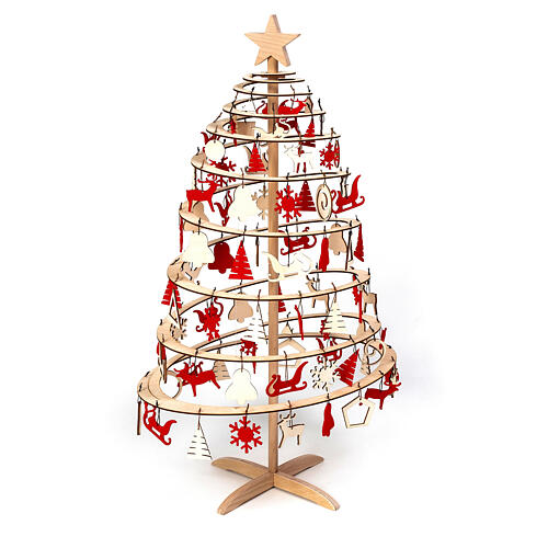 Set décorations bois et feutre et cimier pour sapin de Noël SPIRA Small Ovale 90 pcs 5
