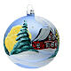 Light blue Christmas ball with snowy landscape, blown glass, 100 mm s3