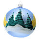Light blue Christmas ball with snowy landscape, blown glass, 100 mm s4