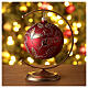 Red gold floral glass Christmas bauble 80mm s2