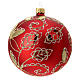 Red gold floral glass Christmas bauble 80mm s3