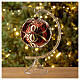 Glossy burgundy Christmas ball with red stones, blown glass, 100 mm s3