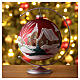 Matte red Christmas ball with snowy houses, blown glass, 150 mm s2