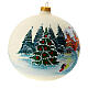 Weihnachtsbaumkugel aus mundgeblasenem Glas, Grundfarbe Weiß, Motiv verschneites Dorf, 150 mm s3