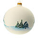Weihnachtsbaumkugel aus mundgeblasenem Glas, Grundfarbe Weiß, Motiv verschneites Dorf, 150 mm s5