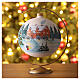 Christmas ball with snowy house in the woods, white blown glass, 150 mm s2