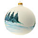 Christmas ball with snowy house in the woods, white blown glass, 150 mm s4