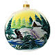 Christmas ball with lake and trees, white blown glass, 150 mm s1