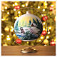 Christmas ball with lake and trees, white blown glass, 150 mm s2
