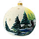 Christmas ball with lake and trees, white blown glass, 150 mm s3