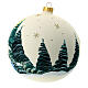 Christmas ball with lake and trees, white blown glass, 150 mm s4