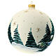 Christmas ball with lake and trees, white blown glass, 150 mm s5