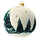 White blown glass Christmas ball lake house 150mm s4