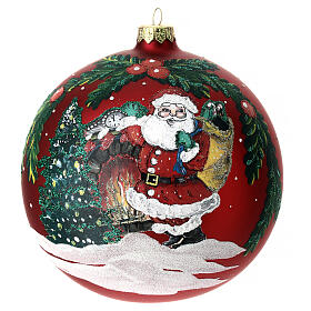 Christmas ball with Santa Claus, red blown glass, 150 mm