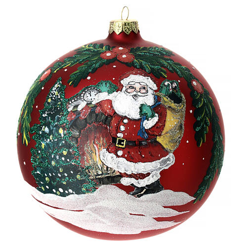 Christmas ball with Santa Claus, red blown glass, 150 mm 2