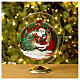 Boule de Noël verre soufflé rouge Père Noël et sapin 150 mm s2