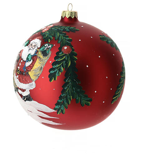 Pallina albero vetro rossa babbo Natale 150mm 3
