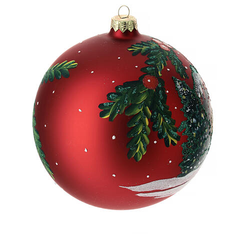 Pallina albero vetro rossa babbo Natale 150mm 4
