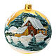 Christmas ball with snowy trees, golden blown glass, 150 mm s1