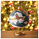 Christmas ball with snowy trees, golden blown glass, 150 mm s2