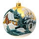Christmas ball with snowy trees, golden blown glass, 150 mm s3