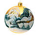 Christmas ball with snowy trees, golden blown glass, 150 mm s4