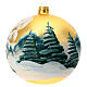 Christmas ball with snowy trees, golden blown glass, 150 mm s5