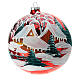 Christmas ball with snowy village on red blown glass 150 mm s1