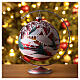 Christmas ball with snowy village on red blown glass 150 mm s2