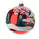 Christmas ball with snowy village on red blown glass 150 mm s3