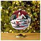 Red Christmas ball with village by the river, blown glass, 150 mm s3