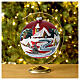 Red blown glass Christmas ball with river houses 150mm s3