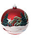 Red blown glass Christmas ball with river houses 150mm s4