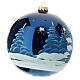 Boule de Noël verre soufflé bleu brillant paysage Noël 150 mm s3