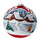 Christmas ball with snowy village and Santa, matte red blown glass, 150 mm s1