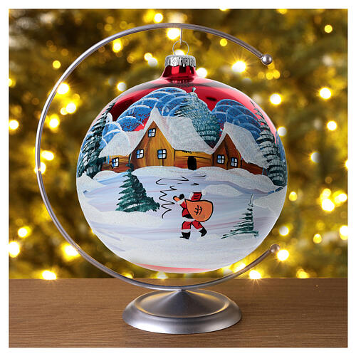 Bola árbol Navidad casas y árboles nevados 150 mm 2