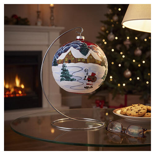 Bola árbol Navidad casas y árboles nevados 150 mm 2