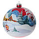 Boule de Noël verre soufflé rouge Père Noël dans paysage enneigé 150 mm s3