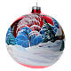 Bola de Natal vermelha paisagem com Pai Natal vidro soprado 150 mm s4