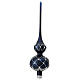 Christmas tree topper, bleu blown glass and silver pattern, 35 cm s2