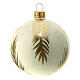 White Christmas balls with golden palm leaves, set of 6, 80 mm, blown glass s2