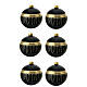 Black Christmas balls with golden drops, set of 6, 80 mm, blown glass s1