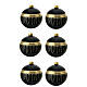 Box of 6 black Christmas balls in blown glass with gold drops 80mm s1