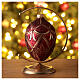 Oval Christmas with red stones, 100 mm, red and golden blown glass s2