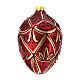 Christmas ball red glass egg red stones 100mm s1