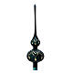 Christmas tree topper, dark green blown glass and golden drop pattern, 35 cm s2