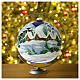 Christmas ball with snowy night landscape, matte blue blown glass, 200 mm s3