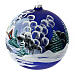 Christmas ball with snowy night landscape, matte blue blown glass, 200 mm s6