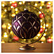 Boule de Noël violet or avec paillettes verre soufflé 150 mm s2