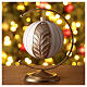 Bola vidro soprado árvore de Natal branca e ouro 100 mm s2